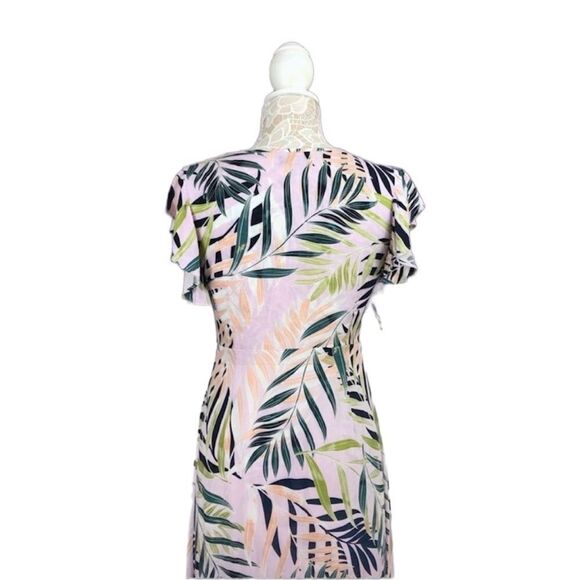 ✨ Palm Leaf Print Button Up Tie Front Dress✨ - Picture 3 of 8